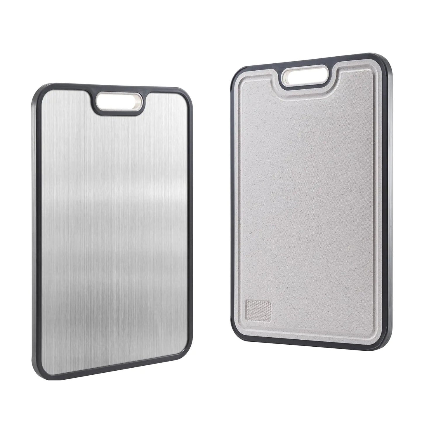 DualSide Chef's Board 15x10 - Stainless & Wheat Straw