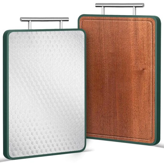 Stainless Steel & Ebony Wood Cutting Board